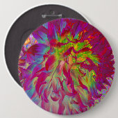 マゼンサイケデリックタおよびイエローダリアの花 缶バッジ (正面&裏面)