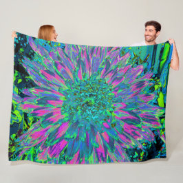 マゼンサイケデリックタアクアアンドライムグリーンダリア フリースブランケット
