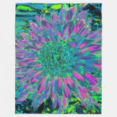 マゼンサイケデリックタアクアアンドライムグリーンダリア フリースブランケット (正面)