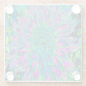 マゼンサイケデリックタ、アクア、ライムグリーンダリア ガラスコースター (裏面)