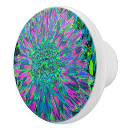 マゼンサイケデリックタ、アクア、ライムグリーンダリア セラミックノブ