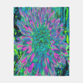 マゼンサイケデリックタ、アクア、ライムグリーンダリア フリースブランケット (正面)