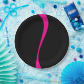 マゼンシンプルタおよびブラックの波2 ペーパープレート (パーティー)