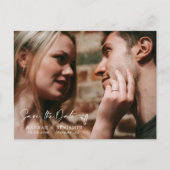 マゼンシンプルタエレガントンQRコード写真の日付の保存 ポストカード (正面)