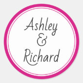 マゼンシンプルタエレガント・ピンクの名結婚前 ラウンドシール (正面)