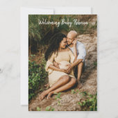 マゼンシンプルタスクリプト赤ちゃんシャワーQRコードフォト 招待状 (裏面)