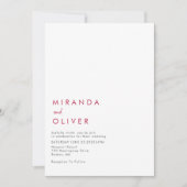 マゼンシンプルタモダンンホワイトモノグラム結婚ズ 招待状 (正面)