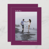 マゼンシンプルタ色のBUDGET結婚のフォト招待状 (正面/裏面)