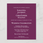 マゼンシンプルタ色のBUDGET結婚のフォト招待状 (裏面)