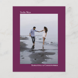 マゼンシンプルタ色のBUDGET結婚のフォト招待状