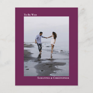 マゼンシンプルタ色のBUDGET結婚のフォト招待状