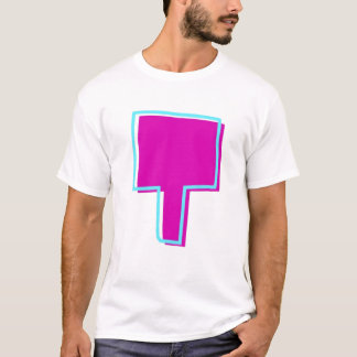 マゼンスタイリッシュタおよびティール（緑がかった色）文字t tシャツ