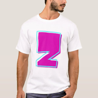 マゼンスタイリッシュタおよびティール(緑がかった色)文字Z Tシャツ