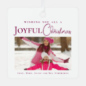 マゼンスタイリッシュタエレガント・クリスマス・ファミリーの写真 メタルオーナメント (正面)