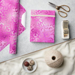 マゼンスタイリッシュタピンクきらめくグリッターヒョウ斑点 ラッピングペーパー