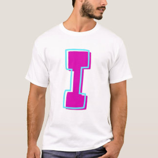 マゼンスタイリッシュタ文字とティール（緑がかった色）文字I Tシャツ