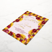 マゼンタおよびゴールデンイエローフォイル結婚式招待状 箔招待状 (回転した状態)