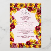 マゼンタおよびゴールデンイエローフォイル結婚式招待状 箔招待状 (裏面)