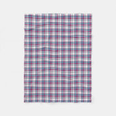 マゼンタおよびターコイズの青い格子模様 フリースブランケット (正面)