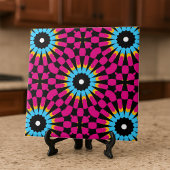 マゼンタおよびターコイズシック幾何学模様 タイル