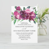 マゼンタおよびピンクのフローラ結婚ズ 招待状