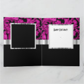マゼンタおよびブラックのダマスクsweet sixteen カード (内部)
