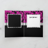 マゼンタおよびブラックのダマスクsweet sixteen サンキューカード (内部)