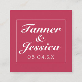 マゼンタおよびホワイトミニマル結婚リストの詳細QRコード スクエア名刺