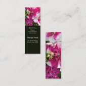 マゼンタおよび白色のペチュニアブックマーク名刺 スキニー名刺 (正面/裏面)
