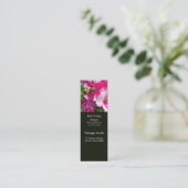 マゼンタおよび白色のペチュニアブックマーク名刺 スキニー名刺 (スタンド正面)