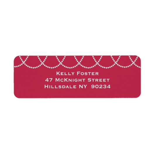 マゼンタおよび真珠のブライダルシャワーラベル ラベル (正面)