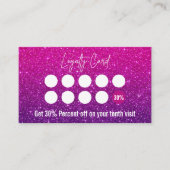 マゼンタおよび紫のグラデーショングリッター・ラッシュ技術者 ロイヤリティカード (正面)