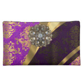 マゼンタおよび金ゴールドのヴィンテージのダマスク織パターン コスメティックバッグ (裏面)