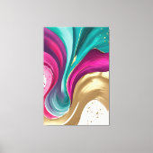 マゼンタおよび金ゴールド抽象芸術水彩アート キャンバスプリント (正面)