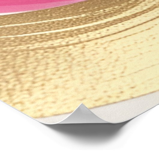 マゼンタおよび金ゴールド抽象芸術水彩アート ポスター (角)