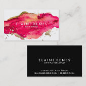 マゼンタおよび金ゴールド(ばちゃばちゃ)跳ねる名刺 名刺 (正面/裏面)