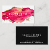 マゼンタおよび金ゴールド（ばちゃばちゃ）跳ねる名刺 名刺 (正面/裏面)