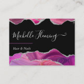 マゼンタおよび銀の瑪瑙の正方形の名刺 名刺 (正面)