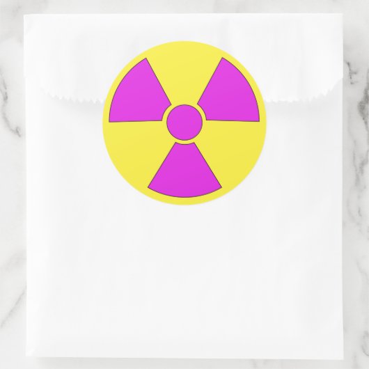 マゼンタおよび黄色放射の警告標識 ラウンドシール (バッグ)