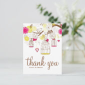 マゼンタとイエローの両色はがきありがとう ポストカード (スタンド正面)