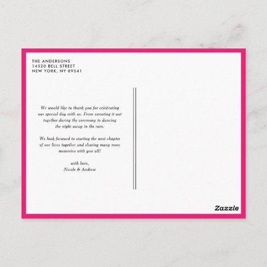 マゼンタとイエローの両色はがきありがとう ポストカード (裏面)