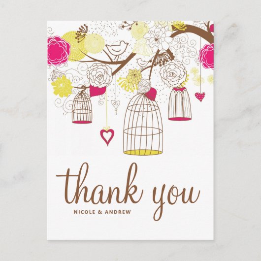 マゼンタとイエローの両色はがきありがとう ポストカード (正面)