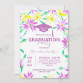 マゼンタとイエローの水彩の花のグラデーション 招待状 (正面)