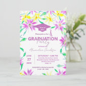 マゼンタとイエローの水彩の花のグラデーション 招待状 (スタンド正面)