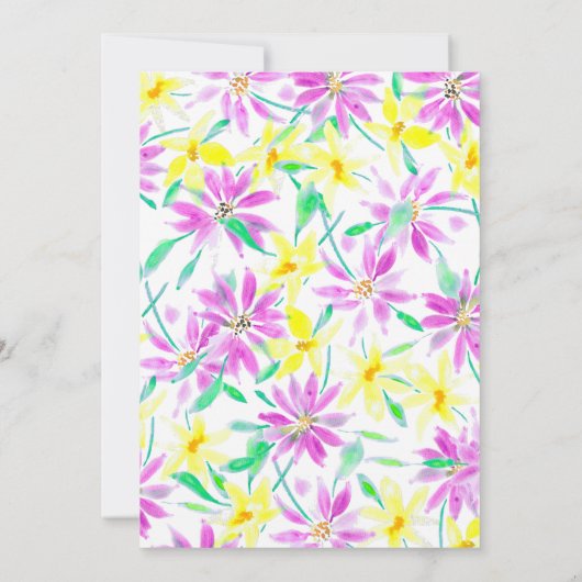 マゼンタとイエローの水彩の花のグラデーション 招待状 (裏面)