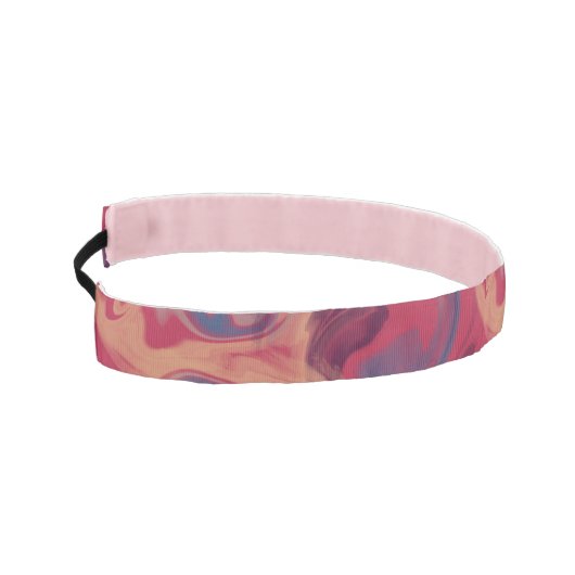 マゼンタとカラフル渦巻き水色 アスレチックヘッドバンド (左)