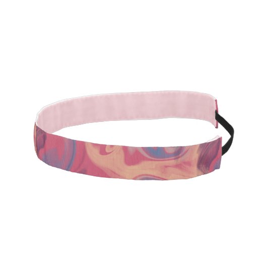 マゼンタとカラフル渦巻き水色 アスレチックヘッドバンド (右)