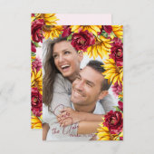 マゼンタとゴールデンのエールの結婚式の日付カードを保存 セーブザデート (正面/裏面)