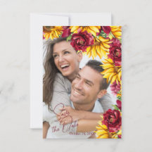 マゼンタとゴールデンのエールの結婚式の日付カードを保存