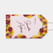 マゼンタとゴールデンイエローのウェディングギフトタグ ギフトタグ (正面(横))